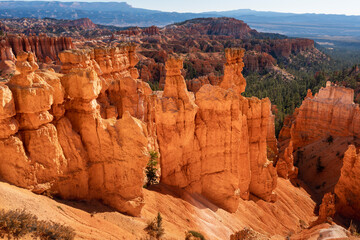 Popular rock formation (hoodoo) named Thor's Hammer taken from Navajo Loop Trail, Bryce Canyon National Park, Utah