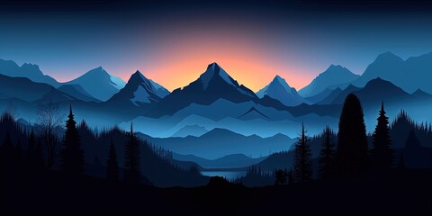 During the blue hour after sunset, the Cascade Mountains look exceptional, Generative AI