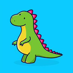 Little cute and little green yellow dinosaur, animal cartoon design. Vector illustration.