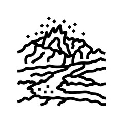 disaster volcano eruption line icon vector illustration