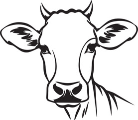 Cow vector. Simple cow with horn outline logo/tattoo/symbol.