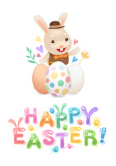 Obraz na płótnie Canvas Happy Easter Postcard with Bunny