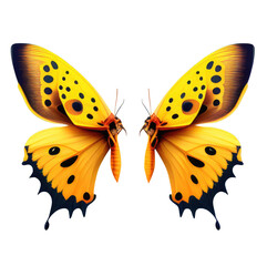 Two beautiful yellow butterflie with color transitions isolated on a transparent background.