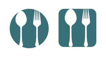 Spoon Fork Circle Square Cut Out Vector Illustration