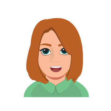 Emojis for women. Emoji-style face. vector illustration. Talking person of self-expression, an avatar for a video blog. Memoji stickers. Profile picture avatar cartoon character portrait vector
