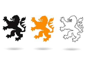 Heraldic lion icon. Emblem royal nobility set vector ilustration.