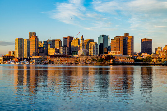 Boston Skyline at dawn, Boston, Massachusetts, New England