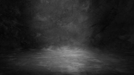 Cement floor and black wall backgrounds, empty room, interior, use for display products.