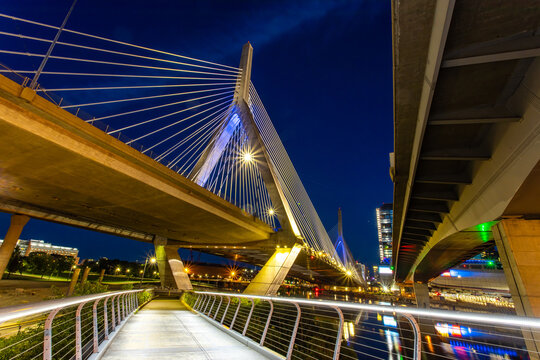 View below Zakim Bunker Hill Bridge, Boston, Massachusetts, New England