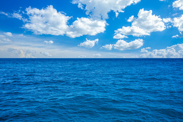 Fototapeta na wymiar sea and sky,Calm sea and blue sky background.
