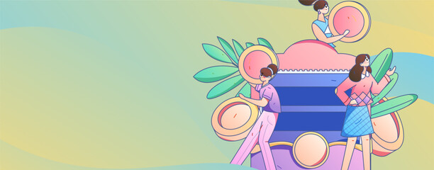 Holiday Shopping E-Commerce Online Shopping People Flat Vector Concept Operation Hand Drawn Illustration
