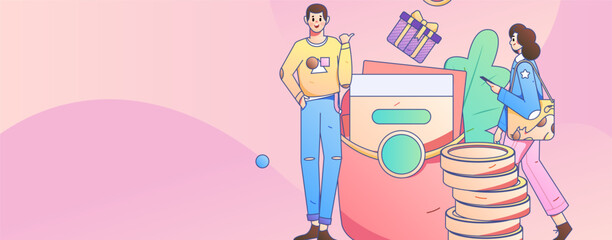 Holiday Shopping E-Commerce Online Shopping People Flat Vector Concept Operation Hand Drawn Illustration
