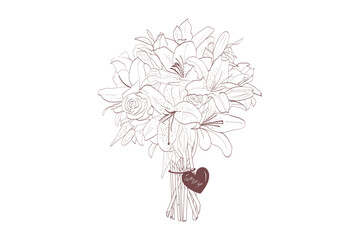 Vintage Hand drawn floral bouquet vector art