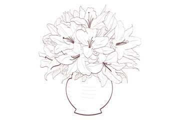 Vintage Hand drawn floral bouquet vector art with vase