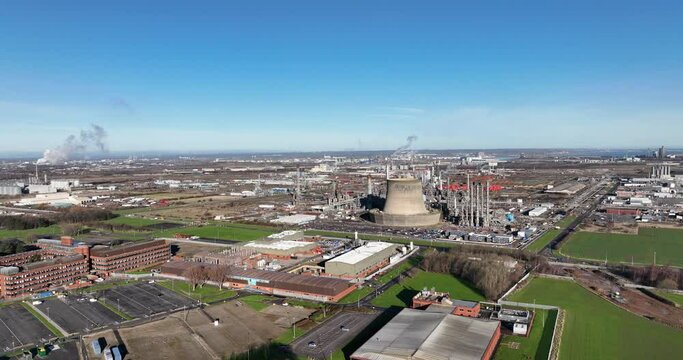 Wilton chemical site, ex ici, sembcorp anglo american sirius - aerial flight rising pan down with drone UAV - prores - Clip 9 of 9