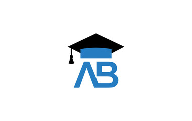 Education letter AB symbol. Graduation cap logo and sign