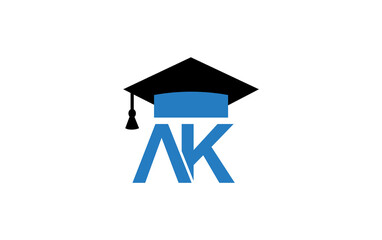 Education letter AK symbol. Graduation cap logo and sign