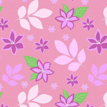 Seamless pattern with lilac flowers in vintage style. Watercolor background. © Katerina