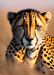 cheetah in savanna plains, illustration by Generative Ai