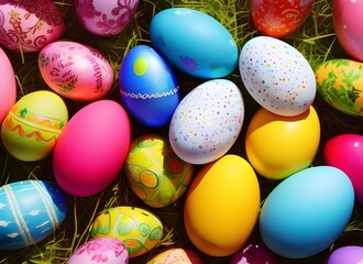 Fototapeta na wymiar colorful painted easter eggs