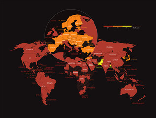 Blood types around the world, illustration