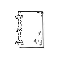 Notepad for notes line art. Student notebook. Hand drawn doodle vector illustration.