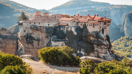 Fototapeta na wymiar The unique Holy Meteora Monasteries near Kalambaka village Thessaly Greece alternative tourism .