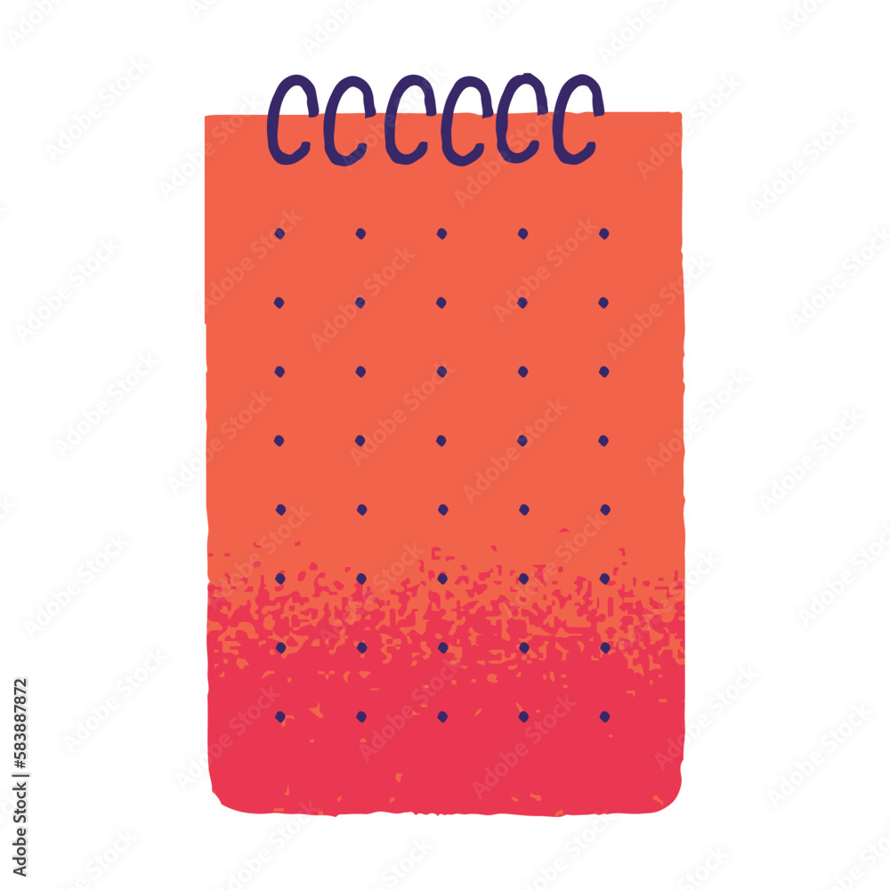 Poster dot grid journal, spiral bound. open blank paper of notebook, empty colored page of diary. notepad s