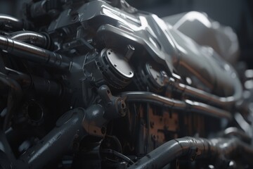 Fototapeta na wymiar Close-up of the futuristic engine. Generative AI