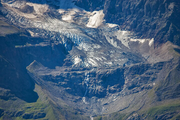 Close view of  the Jungfrau Swiss Alps and glacier from Schlithorn mountain