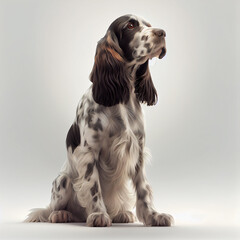 English Cocker. Realistic illustration of dog isolated on white background. Dog breeds. Generative AI
