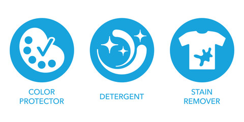 Laundry Detergent and Stain Remover icons set