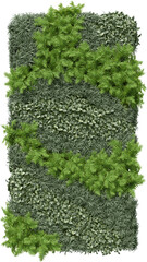 Realistic green wall. 3d rendering of isolated objects.