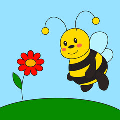 simple vector illustration funny bee