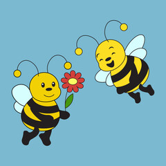 simple vector illustration funny bee
