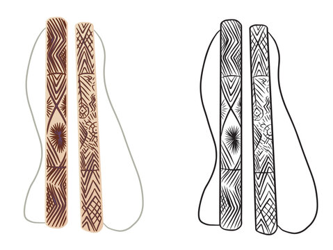 Rain stick drawing. It is an indigenous musical instrument from South America with percussion and rhythm. Vector illustration isolated on white background.