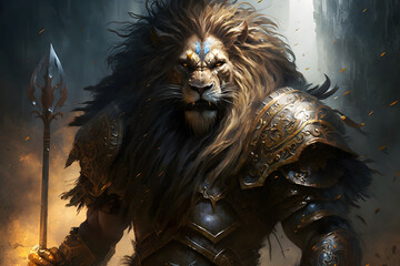 Epic powerful lion. Generative AI