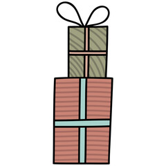 A stack of two gift boxes with a tied ribbon.