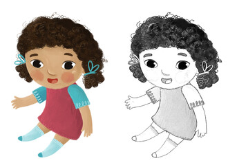 cartoon child kid girl resting having fun kindergarten stage childhood illustration for kids