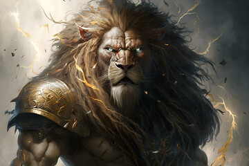 Epic powerful lion. Generative AI