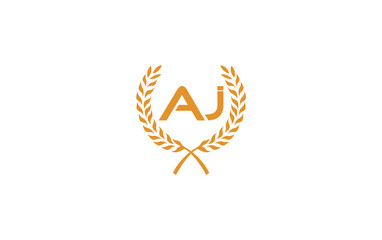 Laurel wreath logo and laurel wreath circle leaf icon design with letters. Laurel wreath leaf circle favicon and icon