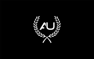 Laurel wreath logo and laurel wreath circle leaf icon design with letters. Laurel wreath leaf circle favicon and icon