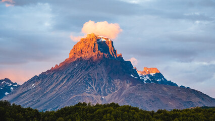 cerro castillo Patagonia Chile mountains peak travel destination for hiking and climbing scenic...