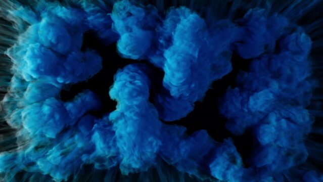 Magic blue smoke shockwave blowing transition reveal overlay isolated on alpha background