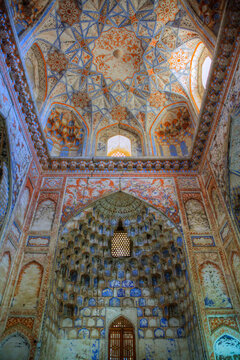 Ceiling and Wall, Abdulaziz Khan Madrasah, 1652, UNESCO World Heritage Site, Bukhara