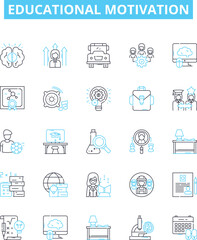 Educational motivation vector line icons set. Learning, Inspiration, Determination, Enthusiasm, Aspiration, Concentration, Creativity illustration outline concept symbols and signs
