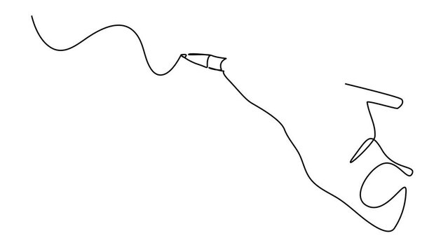 continuous line drawing of hand drawing line with pen