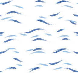 Seamless Wave Stripe Pattern, Water vector background. curve brush stroke, curly paint lines, watercolor illustration