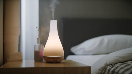 Modern air humidifier on the room. Generative Ai