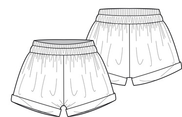 women sports short drawing, template of sportswear